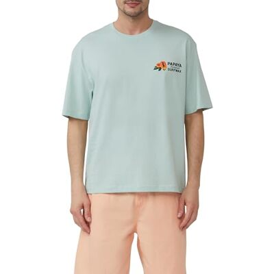 2166832.60D1.XL T-shirt bawełniany w luźnym kroju z nadrukiem z przodu i z tyłu, Ocean zielony, XL 2166832.60D1.XL T-shirt bawełniany w luźnym kroju z nadrukiem z przodu i z tyłu, Ocean zielony, XL