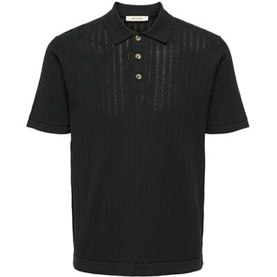 22032760-4845295 ONLY & SONS Onsmoon Reg 12 SS Polo Knit, czarny, M 22032760-4845295 ONLY & SONS Onsmoon Reg 12 SS Polo Knit, czarny, M