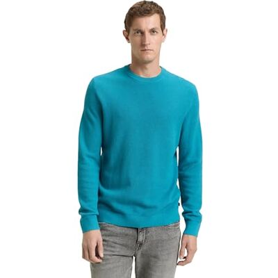 1045899 TOM TAILOR Sweter męski, 37094 Turquoise Blue Melange, XS 1045899 TOM TAILOR Sweter męski, 37094 Turquoise Blue Melange, XS