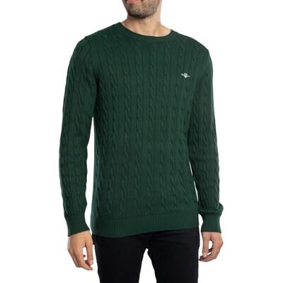 8050601 GANT Męski bawełniany sweter z dekoltem w kształcie litery C, Tartan Green, L 8050601 GANT Męski bawełniany sweter z dekoltem w kształcie litery C, Tartan Green, L