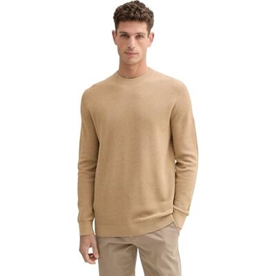 1044693 TOM TAILOR Męski sweter z dzianiny z okrągłym dekoltem, 31089 Hazel Brown Melange, XXL 1044693 TOM TAILOR Męski sweter z dzianiny z okrągłym dekoltem, 31089 Hazel Brown Melange, XXL