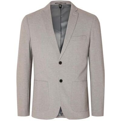 16092484 SELETED HOMME Męska marynarka Slhslim-Delon Jersey BLZ Flex Noos, jasnoszary melanżowy, 52 16092484 SELETED HOMME Męska marynarka Slhslim-Delon Jersey BLZ Flex Noos, jasnoszary melanżowy, 52