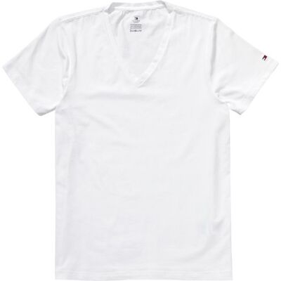 Tommy Hilfiger Męski T-shirt New Stretch V-NK Tee S/S SF/ 857817301, biały (100 Classic White), 56 Tommy Hilfiger Męski T-shirt New Stretch V-NK Tee S/S SF/ 857817301, biały (100 Classic White), 56