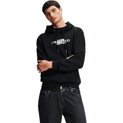 246D1800 Karl Lagerfeld Jeans, Męskie, Bluza Z Kapturem Z Logo Foil, Regular Fit, Czarny, XS 246D1800 Karl Lagerfeld Jeans, Męskie, Bluza Z Kapturem Z Logo Foil, Regular Fit, Czarny, XS