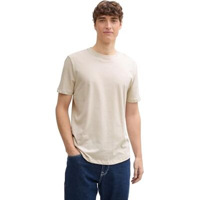 1046898 TOM TAILOR Denim Męski Basic T-shirt z wyszywanym logo, 27609 Cold Beige, L 1046898 TOM TAILOR Denim Męski Basic T-shirt z wyszywanym logo, 27609 Cold Beige, L