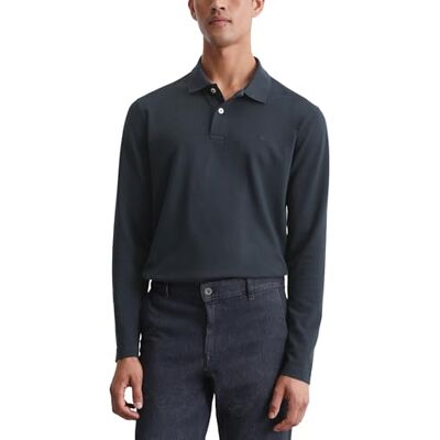 426214755030 Marc OPolo męska koszulka polo z długim rękawem z bawełny organicznej Regular Fit, niebieski, S 426214755030 Marc OPolo męska koszulka polo z długim rękawem z bawełny organicznej Regular Fit, niebieski, S