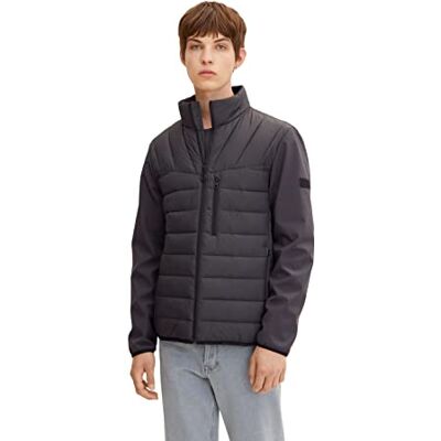 1031781 TOM TAILOR Denim Męskie Hybrydowa kurtka pikowana , 29476 Coal Grey, L 1031781 TOM TAILOR Denim Męskie Hybrydowa kurtka pikowana , 29476 Coal Grey, L