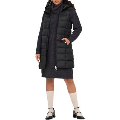 15305665 JdY Damska kamizelka pikowana JDYZULU Long Hood Waistcoat OTW New NOOS, czarna, S, czarny, S 15305665 JdY Damska kamizelka pikowana JDYZULU Long Hood Waistcoat OTW New NOOS, czarna, S, czarny, S