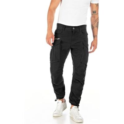 M9873A.000.84387 Replay Męskie spodnie cargo Joe Comfort-Fit z komfortowej bawełny, Black 098, 30W / 34L M9873A.000.84387 Replay Męskie spodnie cargo Joe Comfort-Fit z komfortowej bawełny, Black 098, 30W / 34L