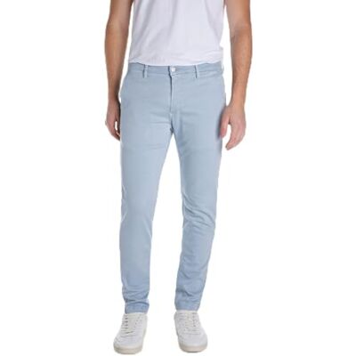 M9627E.000.8366197 Replay Męskie dżinsy slim fit Chino Zeumar Hyperchino Colour X-Lite, 579 Sky Grey, 34W / 30L M9627E.000.8366197 Replay Męskie dżinsy slim fit Chino Zeumar Hyperchino Colour X-Lite, 579 Sky Grey, 34W / 30L
