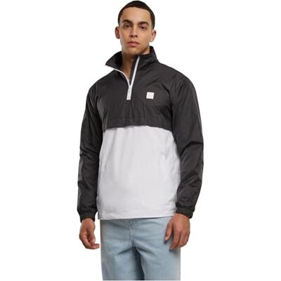 TB2748-00050 Urban Classics Kurtka m?ska Windbreaker Pull Over Jacket Stand Up Collar, wielokolorowy (Blk/Wht 00050), XL TB2748-00050 Urban Classics Kurtka m?ska Windbreaker Pull Over Jacket Stand Up Collar, wielokolorowy (Blk/Wht 00050), XL