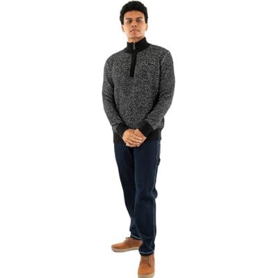 BARTM52 Kaporal męski sweter, regularny krój, długi rękaw, stójka, model Bart, kolor czarny, rozmiar S, czarny, S BARTM52 Kaporal męski sweter, regularny krój, długi rękaw, stójka, model Bart, kolor czarny, rozmiar S, czarny, S