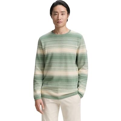 1048259 TOM TAILOR Sweter męski, 37814 zielony biały pasek, XXL 1048259 TOM TAILOR Sweter męski, 37814 zielony biały pasek, XXL