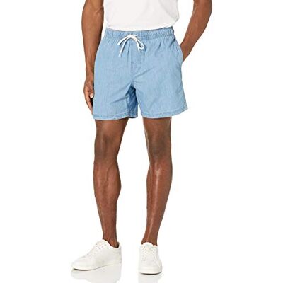 AE19017466-ChamL-31 Amazon Essentials Men's Spodenki ze ściągaczem 15 cm, Jasny sprany Melanżowy niebieski, M AE19017466-ChamL-31 Amazon Essentials Men's Spodenki ze ściągaczem 15 cm, Jasny sprany Melanżowy niebieski, M