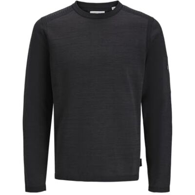 12270974 Jack&Jones JCOMACE Knit Crew Neck SMU, Czarny/szczegóły: melanż, XS 12270974 Jack&Jones JCOMACE Knit Crew Neck SMU, Czarny/szczegóły: melanż, XS