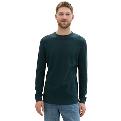 1042453 TOM TAILOR Męski sweter z dzianiny z bawełny, 36296 Dark Tree Green Melange, 3XL 1042453 TOM TAILOR Męski sweter z dzianiny z bawełny, 36296 Dark Tree Green Melange, 3XL