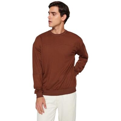 8683044483163 TRENDYOL Męska bluza bordowa regularna, Brązowy, L 8683044483163 TRENDYOL Męska bluza bordowa regularna, Brązowy, L