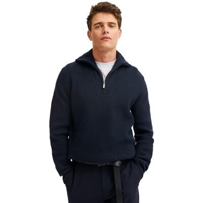 7500-85566D bugatti Męski sweter Troyer, 390-granatowy, 3XL 7500-85566D bugatti Męski sweter Troyer, 390-granatowy, 3XL