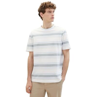 1040901 TOM TAILOR T-shirt męski, 35043 White Multi Stripe, L 1040901 TOM TAILOR T-shirt męski, 35043 White Multi Stripe, L