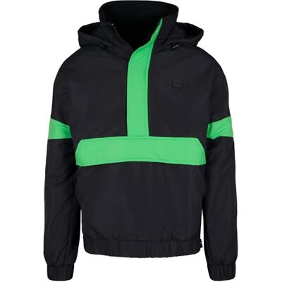 TB3201 Urban Classics Kurtka męska Windbreaker Neon-Mix Pull-Over przejściowa, wielokolorowy (Black/Neon Green 01191), S TB3201 Urban Classics Kurtka męska Windbreaker Neon-Mix Pull-Over przejściowa, wielokolorowy (Black/Neon Green 01191), S
