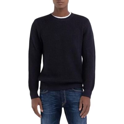 UK2515.000.G23520 Replay Męski sweter Regular Fit, 088 Deep Blue, M UK2515.000.G23520 Replay Męski sweter Regular Fit, 088 Deep Blue, M