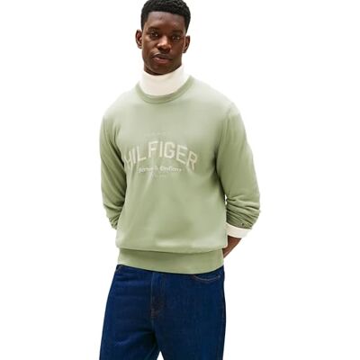 MW0MW40851 Tommy Hilfiger Męska Brand Identity Crew Neck Sweter Sweter, zielony, S, Zielony (ziemia szałwia), S MW0MW40851 Tommy Hilfiger Męska Brand Identity Crew Neck Sweter Sweter, zielony, S, Zielony (ziemia szałwia), S