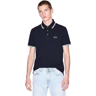 XM000994 Armani Exchange Męska koszulka polo Urban, z krótkim rękawem i zamkiem błyskawicznym, granatowy (Deep Navy), L XM000994 Armani Exchange Męska koszulka polo Urban, z krótkim rękawem i zamkiem błyskawicznym, granatowy (Deep Navy), L