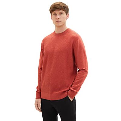 1038193 Męski sweter z dzianiny TOM TAILOR z okrągłym dekoltem, 32720-ciepły czerwony melanż, XXXL 1038193 Męski sweter z dzianiny TOM TAILOR z okrągłym dekoltem, 32720-ciepły czerwony melanż, XXXL