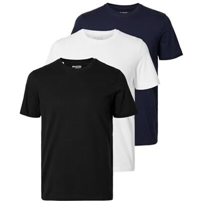 16094134_Black_1109656 SELECTED HOMME T-shirt męski, 3-pak, bawełna, Black 1, XXL 16094134_Black_1109656 SELECTED HOMME T-shirt męski, 3-pak, bawełna, Black 1, XXL
