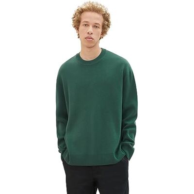 1038265 TOM TAILOR Denim Męski sweter z dzianiny o luźnym kroju z okrągłym dekoltem, 10778 Hunter Green, XL 1038265 TOM TAILOR Denim Męski sweter z dzianiny o luźnym kroju z okrągłym dekoltem, 10778 Hunter Green, XL