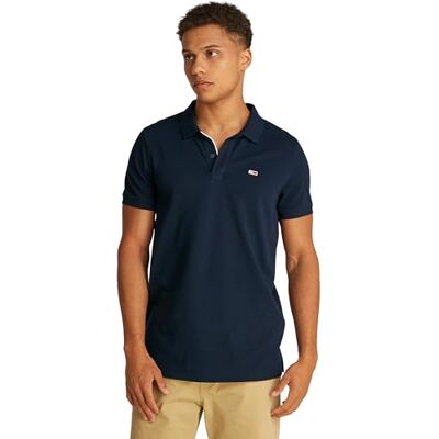 DM0DM20676 Tommy Jeans Męskie TJM SLIM PLACKET POLO EXT S/S Polo, Niebieskie, XS, Niebieski (Dark Night Navy), XS DM0DM20676 Tommy Jeans Męskie TJM SLIM PLACKET POLO EXT S/S Polo, Niebieskie, XS, Niebieski (Dark Night Navy), XS