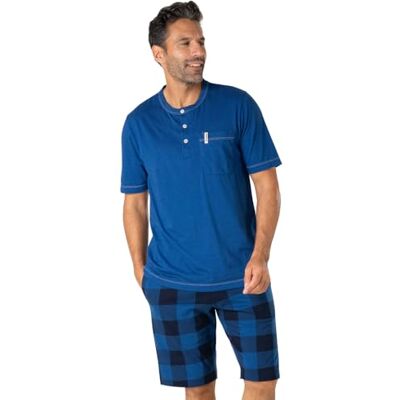 LU14 1385 Eminence Camper męska krótka piżama Jersey 100% bawełna czesana Koszulka z krótkim rękawem z dekoltem w kształcie litery T + spodenki z 2 kieszeniami etykieta Oeko-Tex® Standard 100, Niebieski LU14 1385 Eminence Camper męska krótka piżama Jersey 100% bawełna czesana Koszulka z krótkim rękawem z dekoltem w kształcie litery T + spodenki z 2 kieszeniami etykieta Oeko-Tex® Standard 100, Niebieski