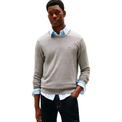 MW0MW14748P91XXXL Tommy Hilfiger Męski sweter Essential Cotton Crew Neck MW0MW14748 Sweter, szary, 3XL, Szary (średni szary wrzos), 3XL MW0MW14748P91XXXL Tommy Hilfiger Męski sweter Essential Cotton Crew Neck MW0MW14748 Sweter, szary, 3XL, Szary (średni szary wrzos), 3XL