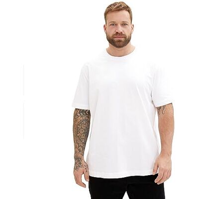 1039970 Dwupak T-shirtów męskich TOM TAILOR plus size z okrągłym dekoltem, wykonany z bawełny, 20000-Biały, 3XL 1039970 Dwupak T-shirtów męskich TOM TAILOR plus size z okrągłym dekoltem, wykonany z bawełny, 20000-Biały, 3XL