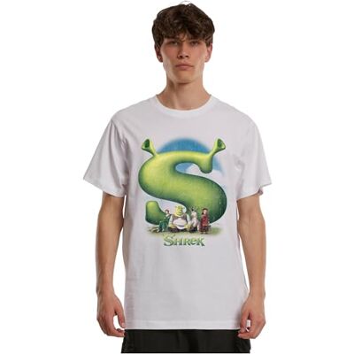 MC1562 Merchcode Męski T-shirt Shrek Distressed Poster Tee – Regular Fit z bawełny z okrągłym dekoltem i nadrukiem z przodu w stylu vintage, swobodna, streetwear z krótkim rękawem MC1562 Merchcode Męski T-shirt Shrek Distressed Poster Tee – Regular Fit z bawełny z okrągłym dekoltem i nadrukiem z przodu w stylu vintage, swobodna, streetwear z krótkim rękawem