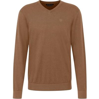 7300-65520B bugatti Męski sweter dekolt w serek, brązowy, 4XL 7300-65520B bugatti Męski sweter dekolt w serek, brązowy, 4XL