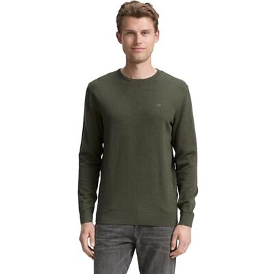 1012819 TOM TAILOR Męskie sweter 202212 Strickpullover Crewneck, 24244 Colored Forest Green Melange, 3XL 1012819 TOM TAILOR Męskie sweter 202212 Strickpullover Crewneck, 24244 Colored Forest Green Melange, 3XL