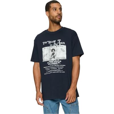 MT1996-00155-0058 Mister Tee Męski Bigie Retro plakat Tee XS Navy, grantowy, XS MT1996-00155-0058 Mister Tee Męski Bigie Retro plakat Tee XS Navy, grantowy, XS