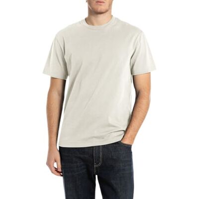 M3284 .000.22662 REPLAY Męski T-Shirt Regular Fit Basic z bawełny, 985 Cloud, XL M3284 .000.22662 REPLAY Męski T-Shirt Regular Fit Basic z bawełny, 985 Cloud, XL