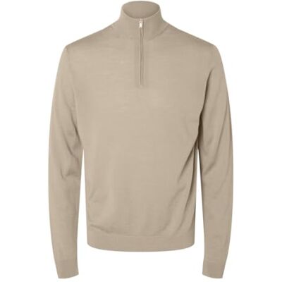 16094655 SELECTED HOMME Męski sweter z półzamkiem błyskawicznym, 100% wełna merynosowa, kelp, L 16094655 SELECTED HOMME Męski sweter z półzamkiem błyskawicznym, 100% wełna merynosowa, kelp, L