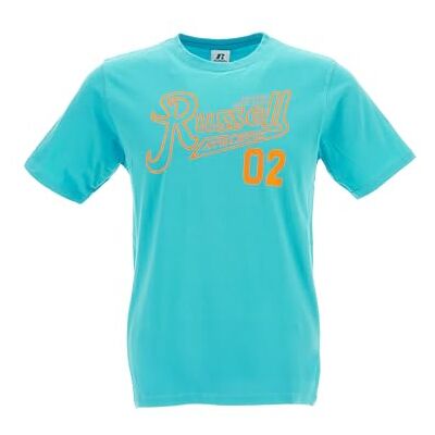 A49051 RUSSELL ATHLETIC SS Crewneck T-shirt z krótkim rękawem, Blue Curacao, 176 A49051 RUSSELL ATHLETIC SS Crewneck T-shirt z krótkim rękawem, Blue Curacao, 176