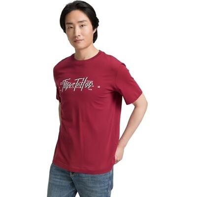 1047773 TOM TAILOR T-shirt męski, 35930 Deep Red, XS 1047773 TOM TAILOR T-shirt męski, 35930 Deep Red, XS