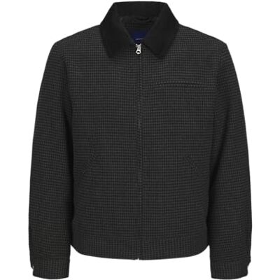12267068 Jack & Jones JOREATON Wool Worker kurtka męska, krótka, czarna/szczegóły: Checks, L, Czarny/szczegóły: checks, L 12267068 Jack & Jones JOREATON Wool Worker kurtka męska, krótka, czarna/szczegóły: Checks, L, Czarny/szczegóły: checks, L