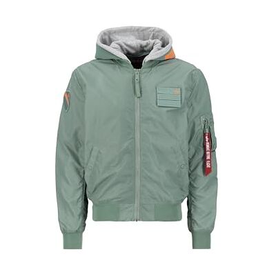 126117-680 Alpha Industries MA-1 TT Hood Custom Bomber Jacket dla mężczyzn Dusty Green 126117-680 Alpha Industries MA-1 TT Hood Custom Bomber Jacket dla mężczyzn Dusty Green