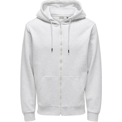 22018684-4812449 ONLY & SONS Onsceres Zip THR. Bluza z kapturem Sweat Noos, Super Light Grey Melange, M 22018684-4812449 ONLY & SONS Onsceres Zip THR. Bluza z kapturem Sweat Noos, Super Light Grey Melange, M
