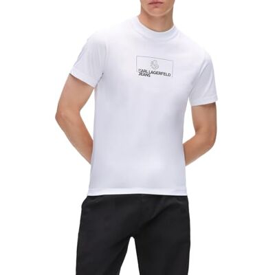 A4M17020 Karl Lagerfeld Jeans, Męskie, Slim Krótki Rękaw Z Logo, Dopasowany Krój, Biały, S A4M17020 Karl Lagerfeld Jeans, Męskie, Slim Krótki Rękaw Z Logo, Dopasowany Krój, Biały, S