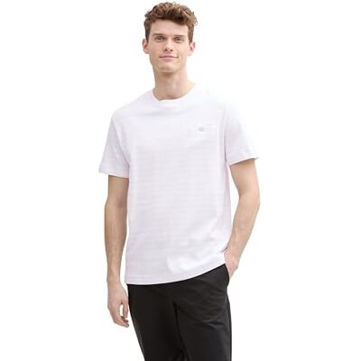 1045694 TOM TAILOR T-shirt męski, 37408 White Tonal Fine Stripe, L 1045694 TOM TAILOR T-shirt męski, 37408 White Tonal Fine Stripe, L