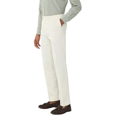 HM212586 Hackett London Męskie spodnie chinosy Cott Linen, Biały (płótno białe), 36W / 30L HM212586 Hackett London Męskie spodnie chinosy Cott Linen, Biały (płótno białe), 36W / 30L