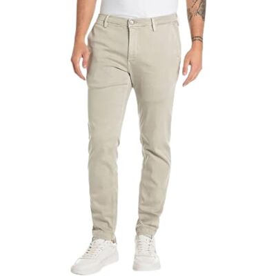 M9627E.000.8366197 Replay Męskie chinosy Zeumar Slim-Fit Hyperflex X-Lite ze stretchem, Moon Grey 604, 38W / 32L M9627E.000.8366197 Replay Męskie chinosy Zeumar Slim-Fit Hyperflex X-Lite ze stretchem, Moon Grey 604, 38W / 32L