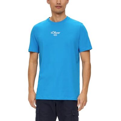 2152911 s.Oliver Męski T-shirt z nadrukiem logo, Niebieski, zielony 62d1, S 2152911 s.Oliver Męski T-shirt z nadrukiem logo, Niebieski, zielony 62d1, S